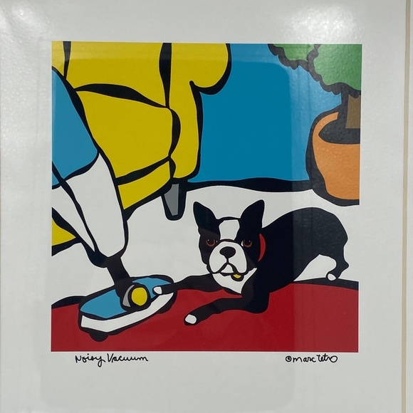 Marc Tetro Other - 𝅺Marc Tetro Boston Terrier "Noisy Vacuum" framed and matted print
